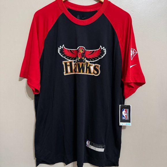 Nike NBA Atlanta Hawks Throwback Team Issue Player Pregame Shirt Mens NEW - Picture 1 of 11